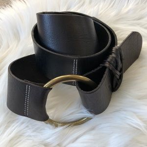 Linea Pelle wide brown leather loop belt size L/XL